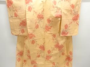 大正ロマン　枝花模様織出し夏銘仙単衣着物